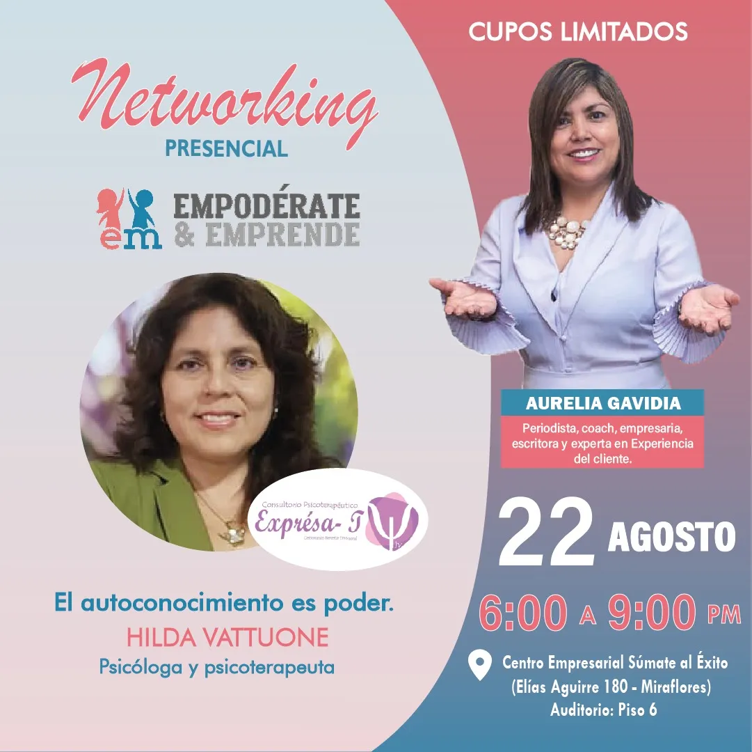 Afiche del networking con Hilda Vattuone, psicóloga: «El autoconocimiento es poder»