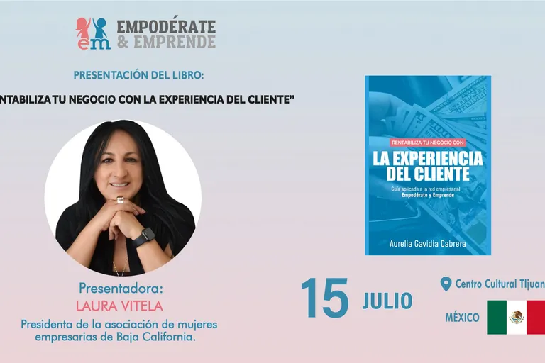 Afiche de la presentación del libro en Tijuana con Laura Vitela, el 15 de julio, en el Centro Cultural Tijuana