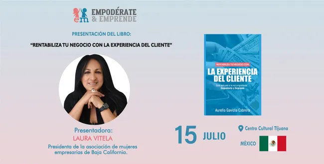 Afiche de la presentación del libro en Tijuana con Laura Vitela, el 15 de julio, en el Centro Cultural Tijuana
