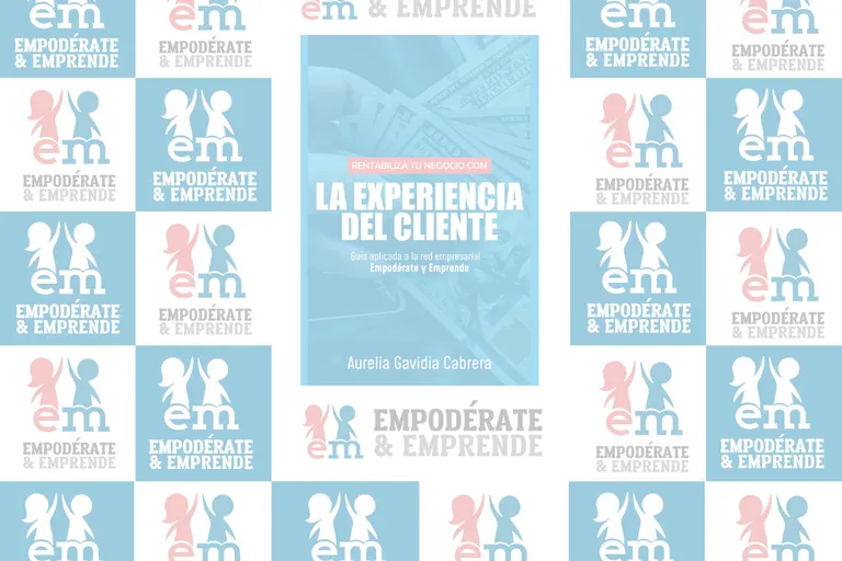 Fondo de logotipos de Empodérate y Emprende con la portada del libro La Experiencia del Cliente en el centro