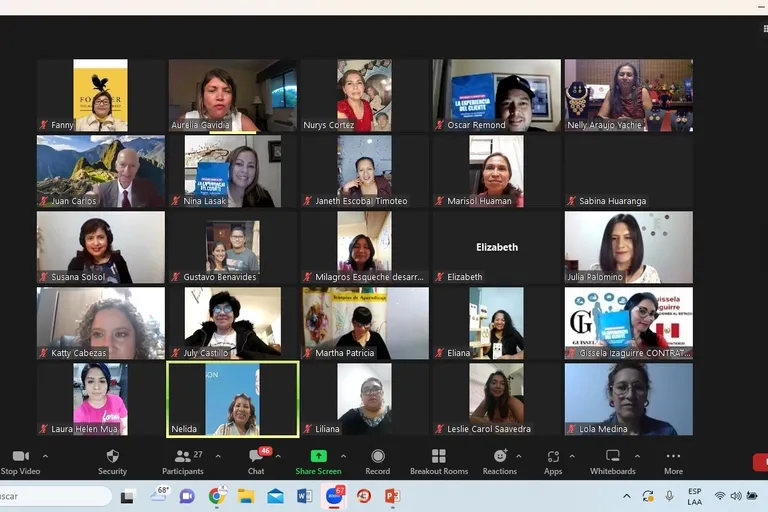 Videollamada de Zoom con 25 participantes del networking virtual de la red, el 20 de julio de 2023