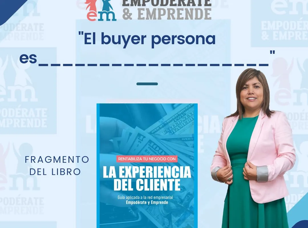 Fragmento del libro «El buyer persona es ____» con Aurelia Gavidia y la portada del libro