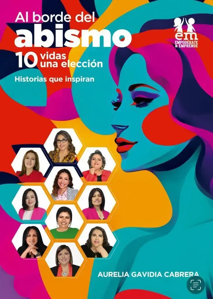 Portada del libro «Al borde del abismo. 10 vidas, una elección. Historias que inspiran», de Aurelia Gavidia Cabrera, con los retratos de sus protagonistas.