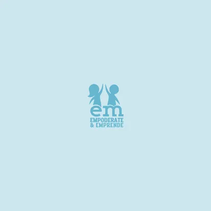 Logo de Empodérate y Emprende sobre fondo celeste.
